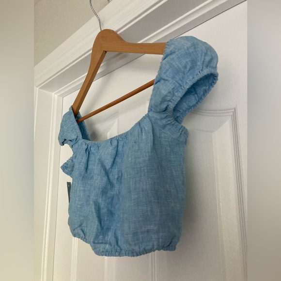 NWT Aritzia Wilfred “ethereal” linen top, chambray buoy blue, size S - Picture 4 of 15